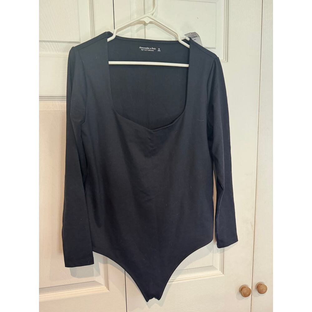 Abercrombie & Fitch Black Long Sleeve Scoop Neck Bodysuit